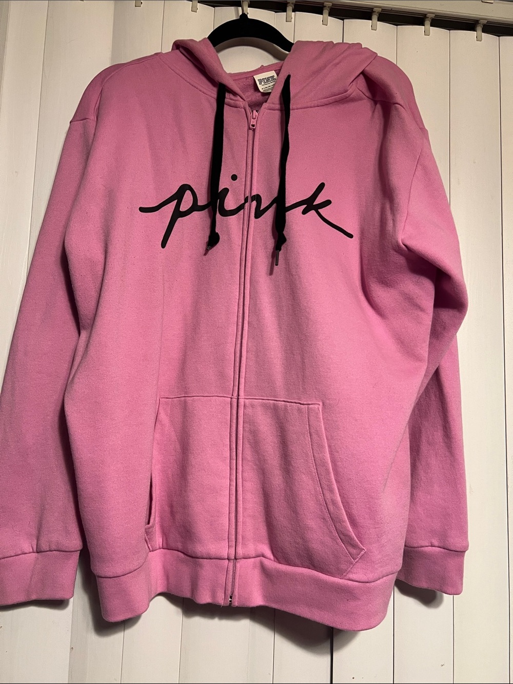 PINK Victoria's Secret Pink Zip-Up Hoodie with Black Logo